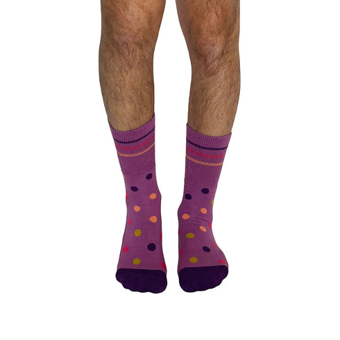 Polka Dots Purple + Orange Diabetic Socks